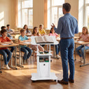 Adjustable Mobile Standing Desk Cart with Tilt Desktop and Cabinet