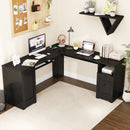 66 Inch L-Shaped Writing Study Workstation Computer Desk with Drawers