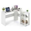 Large Modern L-shaped Computer Desk with 2 Cable Holes and 2 Storage Shelves-White by LJGDeals