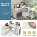 Large Modern L-shaped Computer Desk with 2 Cable Holes and 2 Storage Shelves-White by LJGDeals