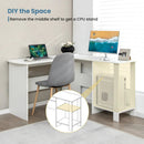 Large Modern L-shaped Computer Desk with 2 Cable Holes and 2 Storage Shelves-White by LJGDeals