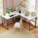 95 Inch 2-Person L-Shaped Long Reversible Computer Desk with Monitor Stand