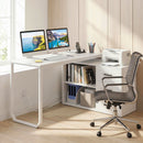 55 Inch Reversible L Shaped Desk with 3 Drawers Home Office Desk with Adjustable Shelf