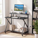 Rolling Computer Desk with Charging Station and Monitor Shelf Storage for Home Office