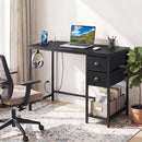 Computer Desk with Charging Station and 2 Fabric Drawers for Small Spaces