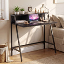 31.5" Industrial Desk with Raised Shelf Metal Frame