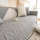 Geometric Textured Cotton Quilted Sofa Cover, Non-Slip Washable Couch Protector