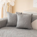 Embossed Leaf Cotton Quilted Sofa Cover Non-Slip Couch Protector with Thick Padding