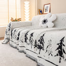 Stylish Chenille Pine Tree Couch Cover Blanket on Sectional Sofa, Universal Cat Proof Furniture Covers
