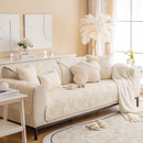 Embossed Leaf Cotton Quilted Sofa Cover Non-Slip Couch Protector with Thick Padding