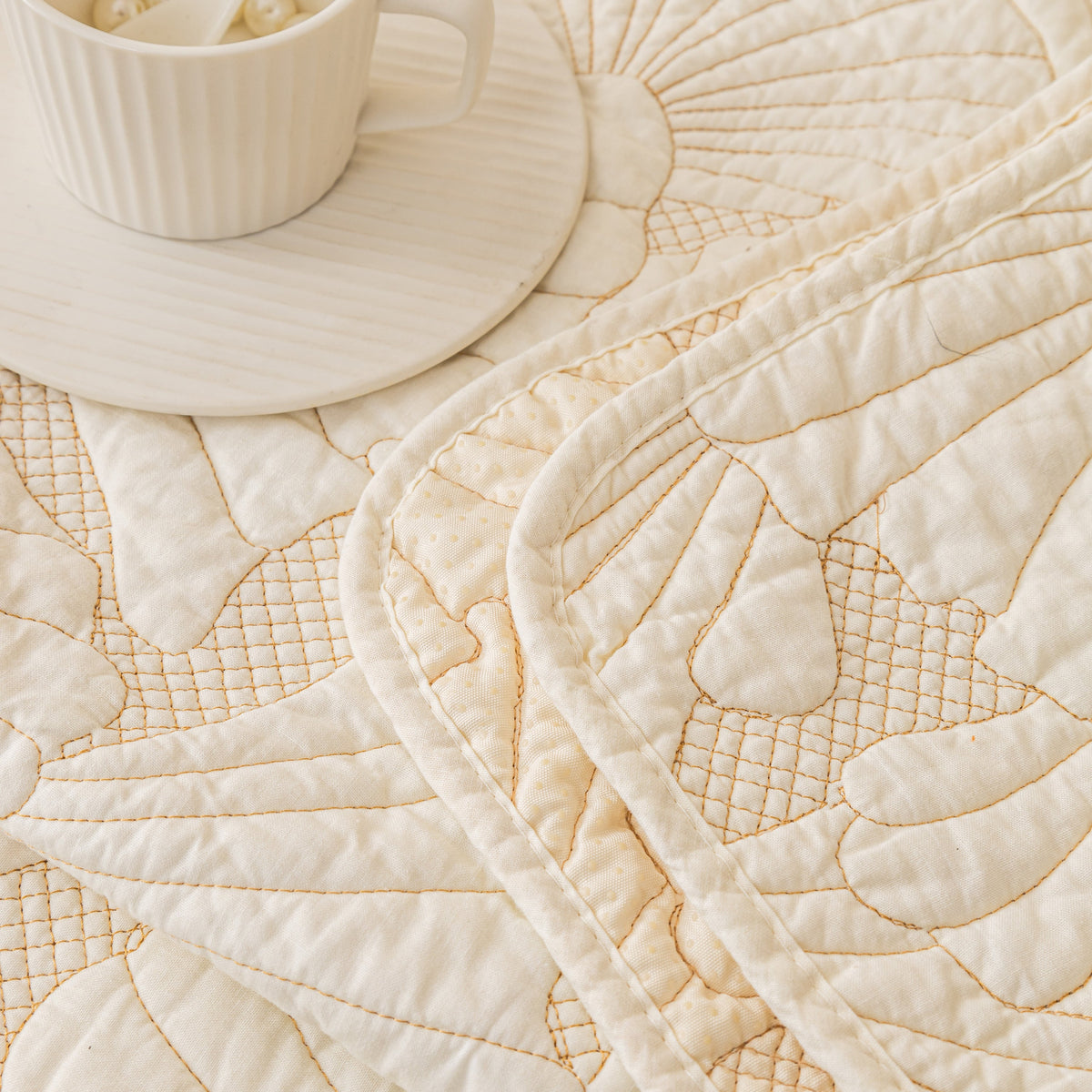 Embossed Leaf Cotton Quilted Sofa Cover Non-Slip Couch Protector with Thick Padding, photo 12 of 40