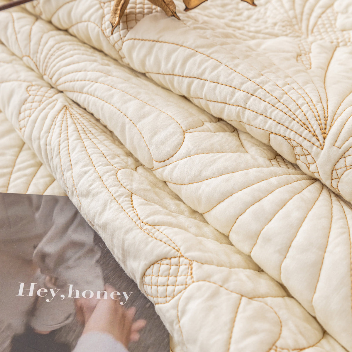 Embossed Leaf Cotton Quilted Sofa Cover Non-Slip Couch Protector with Thick Padding, photo 10 of 40