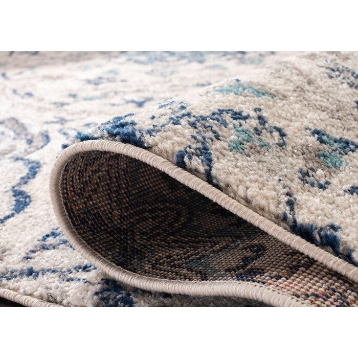 3' x 5' Coastal Blue Grey Damask Indoor Area Rug, photo 3 of 4