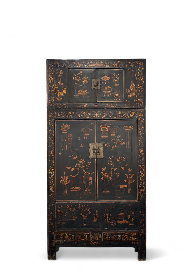 98" Inch High Antique Chinese Chinoiserie-Style Cabinet