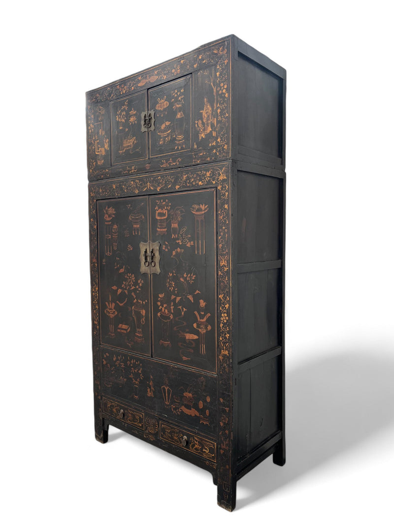 98" Inch High Antique Chinese Chinoiserie-Style Cabinet