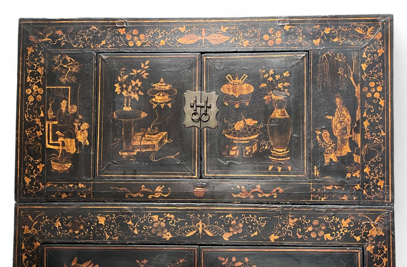 98" Inch High Antique Chinese Chinoiserie-Style Cabinet