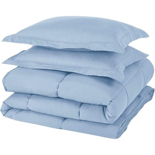 Queen Size Reversible Microfiber Down Alternative Comforter Set in Blue, photo 3 of 4