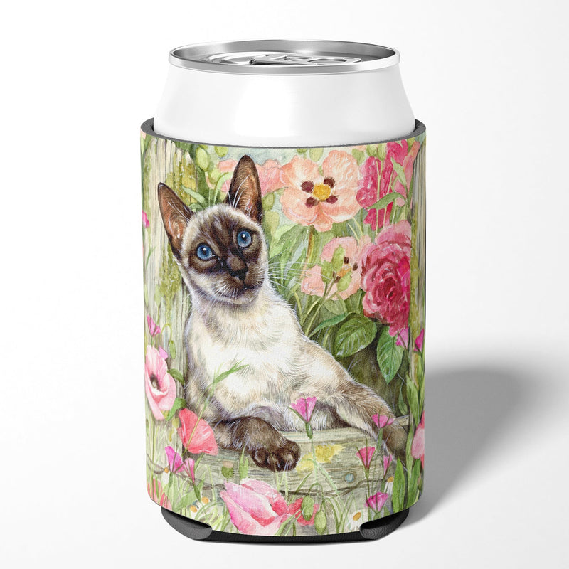 Siamese cat in the Roses Can or Bottle Hugger CDCO0033CC