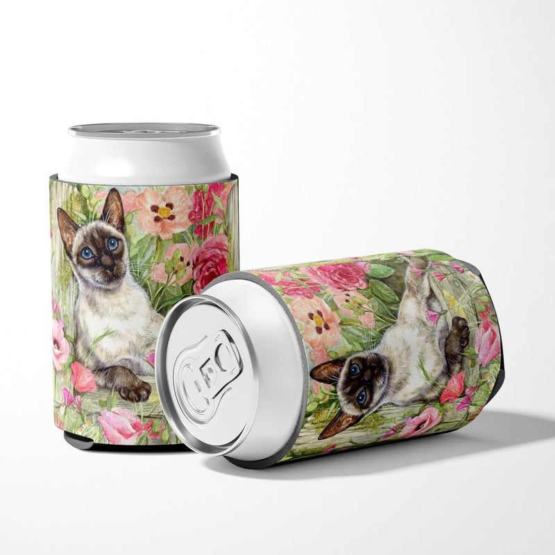 Siamese cat in the Roses Can or Bottle Hugger CDCO0033CC