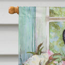 Black and White Rose Cat House Flag 28x40 Porch Sleeve Pole Decorative Outside Yard Banner Artwork Wall Hanging, Polyester