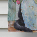 Black and White Rose Cat House Flag 28x40 Porch Sleeve Pole Decorative Outside Yard Banner Artwork Wall Hanging, Polyester