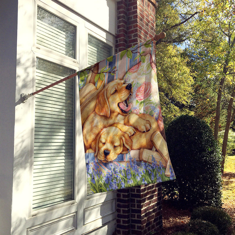 Yellow Labrador Deck Pups Flag Canvas House Size CDCO0194CHF