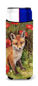 Fox Cub by Debbie Cook Slim Can Hugger , Insulated Foam Hugger for 12 oz Slim Cans, Beer Bottles & Water Bottles, Printed in USA