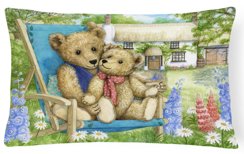 Springtime Teddy Bears in Flowers Fabric Decorative Pillow CDCO0306PW1216