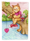 Valentine Cat Fishing For Love Garden Flag – Decorative Outdoor Yard Flag CDCO0320GF