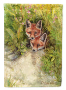 Fox Cubs Peepers by Debbie Cook House Flag 28x40 Porch Sleeve Pole Decorative Outside Yard Banner Artwork Wall Hanging, Polyester