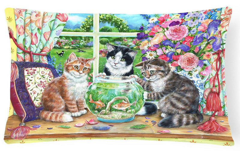 Cats Just Looking in the fish bowl Fabric Decorative Pillow CDCO0325PW1216