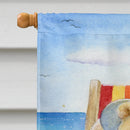 Summer Teddy Bear and Cat on Beach House Flag 28x40 Porch Sleeve Pole Decorative Outside Yard Banner Artwork Wall Hanging, Polyester