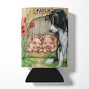 Patch the Border Collie and Piglet Friends Can or Bottle Hugger Cooler Sleeve for Standard 12 oz Cans, Insulated Foam Beer & Soda Can Hugger Reusable