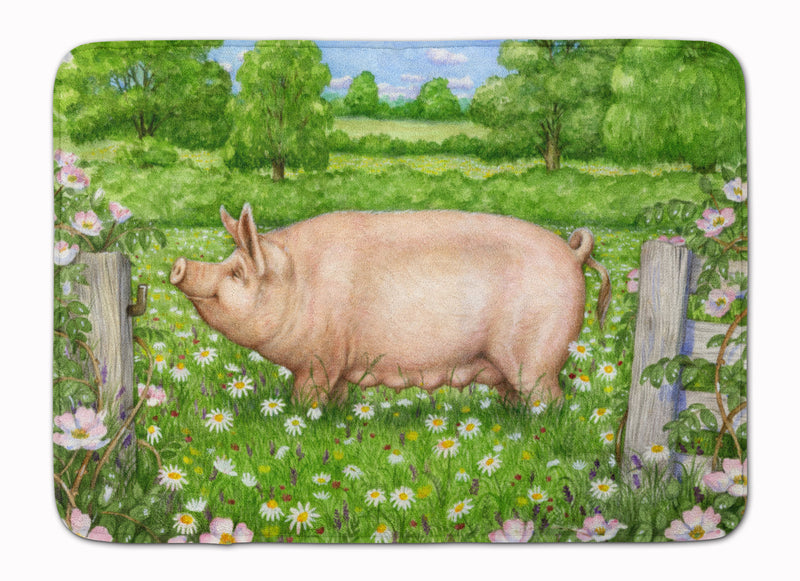 Pig In Dasies by Debbie Cook Machine Washable Memory Foam Mat CDCO0374RUG