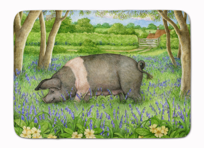 Pig In Bluebells by Debbie Cook Machine Washable Memory Foam Mat CDCO0377RUG