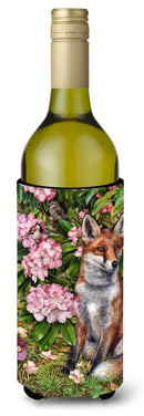 Fox Waiting in Flowers Wine Bottle Hugger Gift Sleeve for Standard 750 ml Bottles, Insulated Reusable Also Fits Mini Shot & Pint Bottles