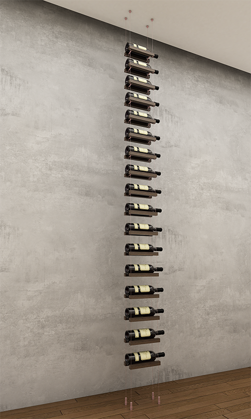 17 bottles ceiling mounted cable wine rack (starter/standalone column)