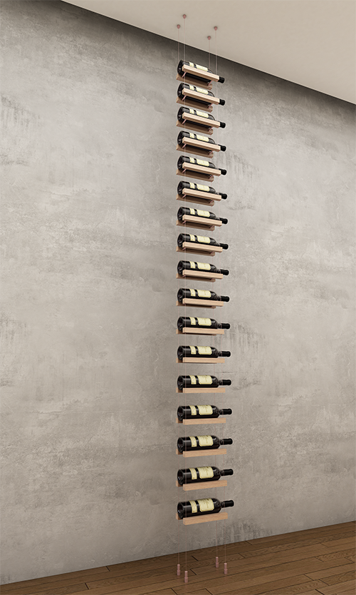 17 bottles ceiling mounted cable wine rack (starter/standalone column)