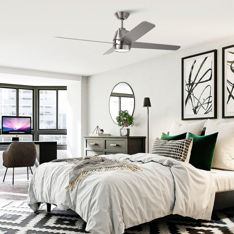 54" 4 Blades Industrial Wall Control Ceiling Fan with LED Lighting