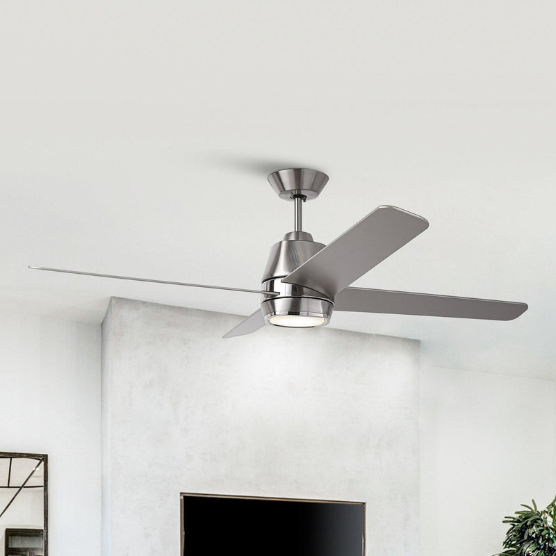 54" 4 Blades Industrial Wall Control Ceiling Fan with LED Lighting