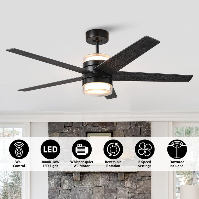 52" Fanelee 5 Blades Industrial Ceiling Fan with LED Lighting