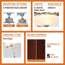 52" Traditional Pull Chain 5 Blades Ceiling Fan with Light