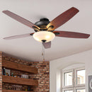 52" Traditional Pull Chain 5 Blades Ceiling Fan with Light