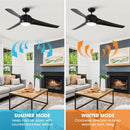 60" Wall Control 3 Blades Black Ceiling Fan with LED Lighting