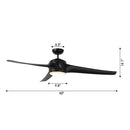 60" Wall Control 3 Blades Black Ceiling Fan with LED Lighting