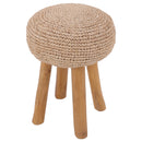 Kuta Natural Teak Indoor Branch Stool with Raffia Seat - 18.5"-30"