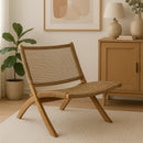 Jamaican Natural Outdoor Folding Lounge Chair with Polystrand Seat