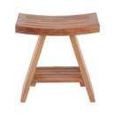 Siena Natural Teak Shower and Bath Stool with Curved Seat and Shelf by NORDICTEAK.COM