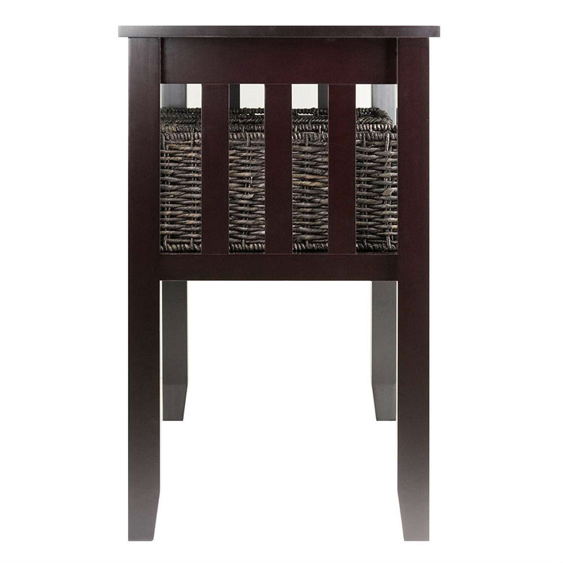 Espresso 2 Tier Entryway Hall Console Table with 3 Storage Baskets, photo 3 of 4