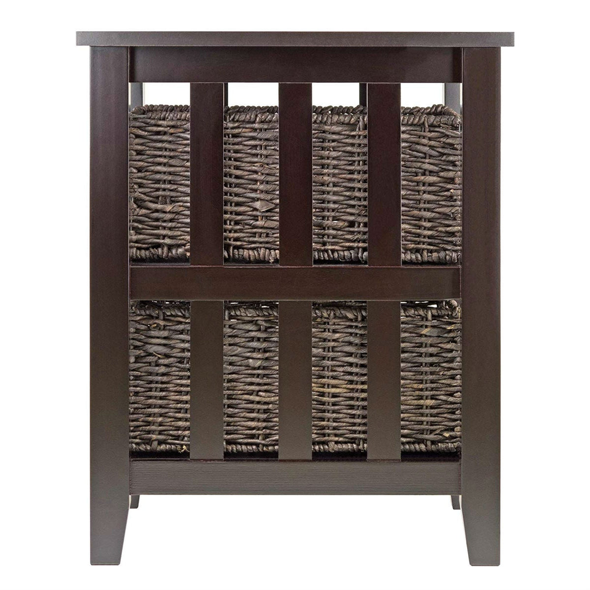 Espresso 3 Tier Bookcase Shelf Accent Table with 2 Small Storage Baskets, photo 3 of 4